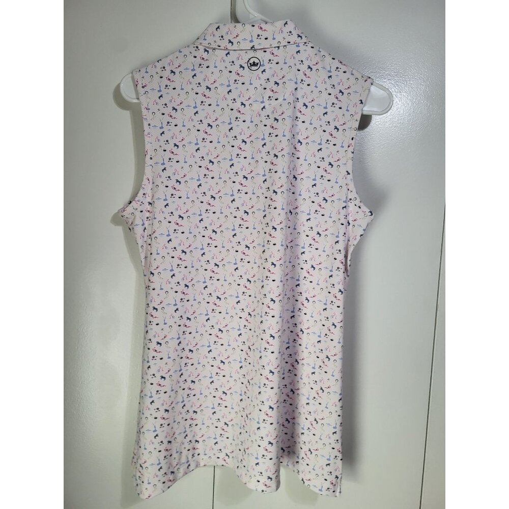 Peter Millar Women's SZ M Sleeveless Polo Tank Top Golf Athleisure Logo UFP 50+ - Picture 2 of 8